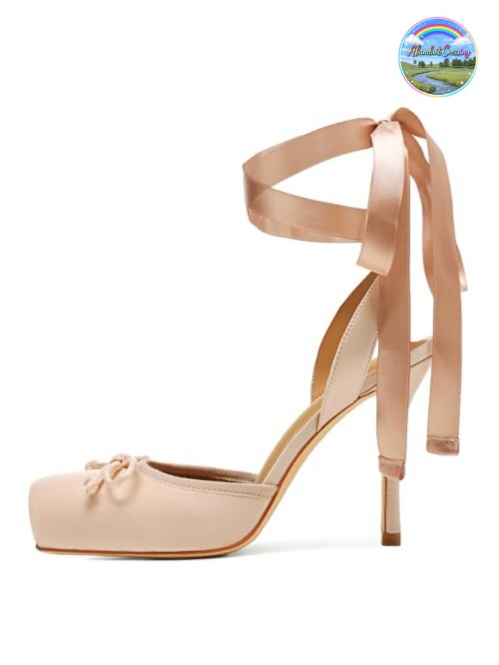 Satin Ballet Heels Square Toe Bow Stiletto Slingback Women's Pumps